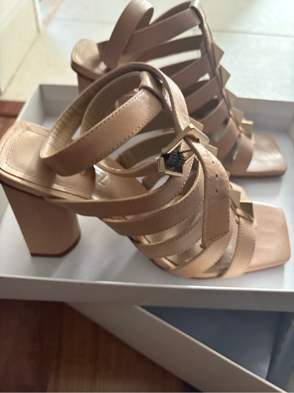 Schutz Kyrie Block Heel Sandals in Latte size 7.5. Worn once